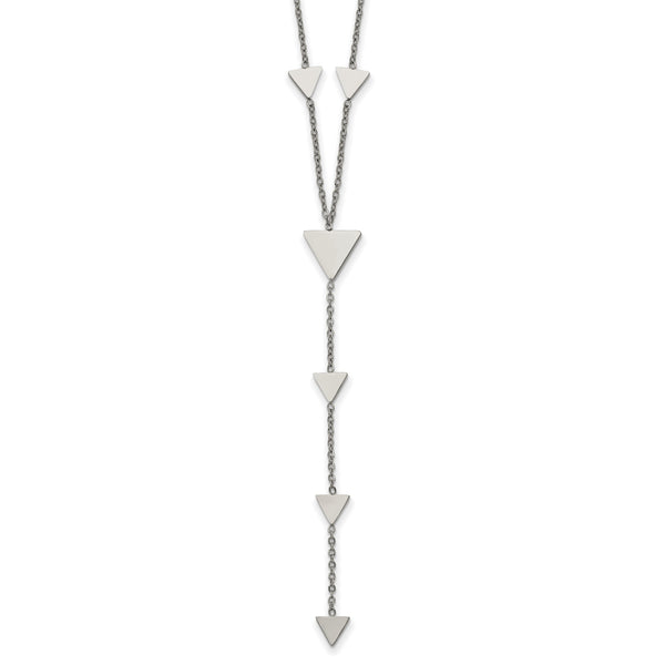 Stainless Steel Polished Triangles 24in Necklace - Birthstone Company
