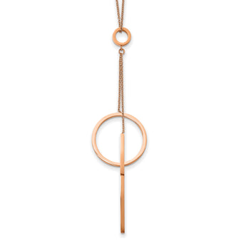 Stainless Steel Polished Rose IP Circle Dangle w/1.75in ext 16.5in Necklace - Birthstone Company