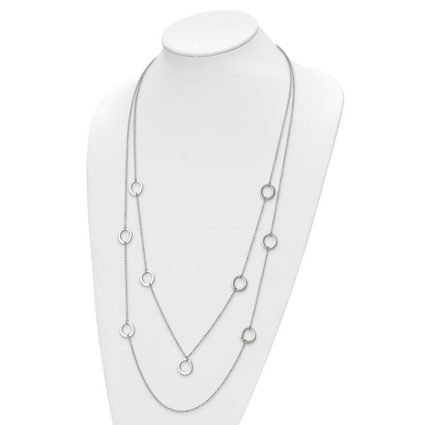 Stainless Steel Polished with Circles 2-Strand 31in Necklace - Birthstone Company