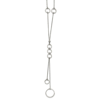 Stainless Steel Polished with Circle Dangles w/2in ext 23in Necklace - Birthstone Company
