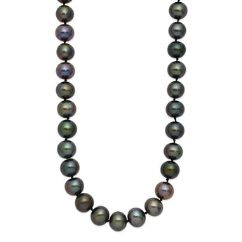 Chisel Knotted Black Freshwater Pearl Necklace in Stainless Steel