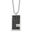 Chisel Stainless Steel Polished Stingray Texture Imitation Leather 1/10 carat Diamond Pednant on a 24 inch Ball Chain Necklace - Birthstone Company