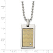 Chisel Stainless Steel Brushed and Polished with 18k Gold Accent .01carat Diamond Pendant on a 24 inch Ball Chain Necklace - Birthstone Company