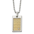 Chisel Stainless Steel Brushed and Polished with 18k Gold Accent .01carat Diamond Pendant on a 24 inch Ball Chain Necklace - Birthstone Company