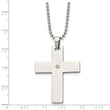 Chisel Stainless Steel Polished with 14k Gold Accent .02 carat Diamond Cross Pendant on a 22 inch Ball Chain Necklace - Birthstone Company