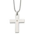 Chisel Stainless Steel Polished with 14k Gold Accent .02 carat Diamond Cross Pendant on a 22 inch Ball Chain Necklace - Birthstone Company