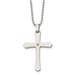 Chisel Stainless Steel Polished with 14k Gold Accent .02 carat Diamond Cross Pendant on a 22 inch Ball Chain Necklace - Birthstone Company