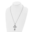 Chisel Stainless Steel Polished Enameled with .01 Carat Diamond Cross Pendant on a 24 inch Ball Chain Necklace - Birthstone Company
