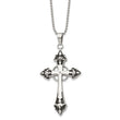 Chisel Stainless Steel Polished Enameled with .01 Carat Diamond Cross Pendant on a 24 inch Ball Chain Necklace - Birthstone Company