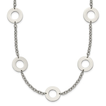 Stainless Steel Polished Circles 26in Necklace - Birthstone Company