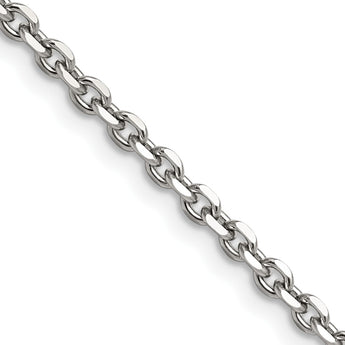 Stainless Steel 3.4mm 24in Cable Chain - Birthstone Company