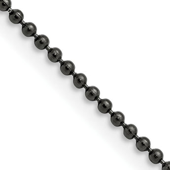 Stainless Steel 2.0mm Black-plated 30in Ball Chain - Birthstone Company