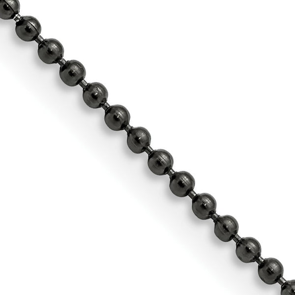 Stainless Steel 2.0mm Black-plated 30in Ball Chain - Birthstone Company