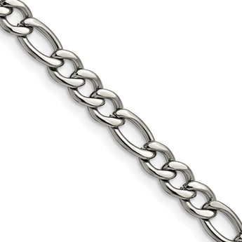 Stainless Steel 5.30mm 24in Figaro Chain - Birthstone Company