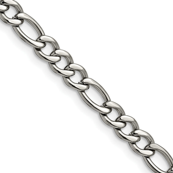 Stainless Steel 5.30mm 24in Figaro Chain - Birthstone Company