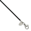 Stainless Steel Black Leather Cord 18in Necklace - Birthstone Company