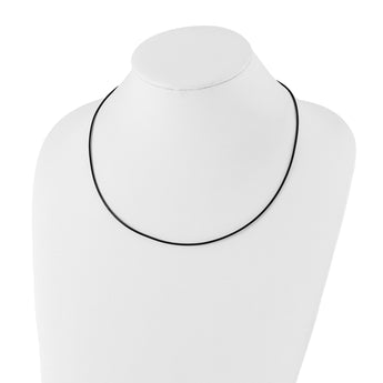 Stainless Steel Black Leather Cord 18in Necklace - Birthstone Company
