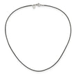Stainless Steel Black Leather Cord 18in Necklace - Birthstone Company
