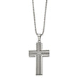Chisel Stainless Steel Polished Black IP-plated 1/20 carat Black Diamond Striped Cross Pendant on a 22 inch Ball Chain Necklace - Birthstone Company
