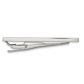 Stainless Steel Brushed Black Rubber Tie Bar - Birthstone Company