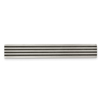 Stainless Steel Brushed Black Rubber Tie Bar - Birthstone Company