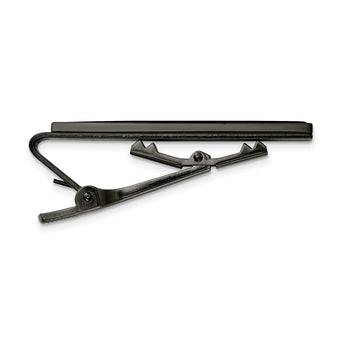 Stainless Steel Polished Gun Metal IP-plated w/Carbon Fiber Inlay Tie Bar - Birthstone Company