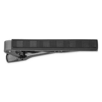 Stainless Steel Polished Gun Metal IP-plated w/Carbon Fiber Inlay Tie Bar - Birthstone Company