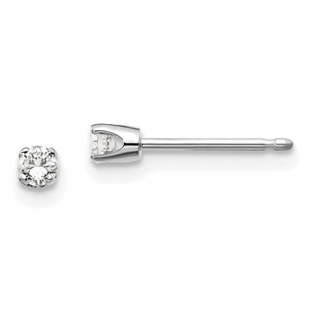 14K White Gold Diamond Stud Earrings with Rhodium Finish Unisex