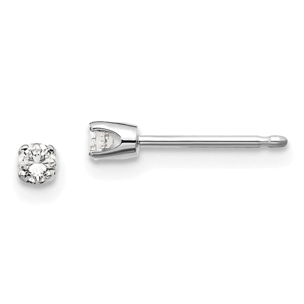14K White Gold Diamond Stud Earrings with Rhodium Finish Unisex