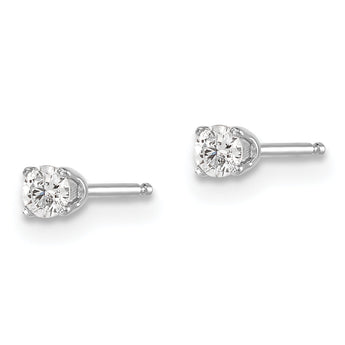 14K White Gold Unisex Diamond Stud Earrings with Rhodium Polish