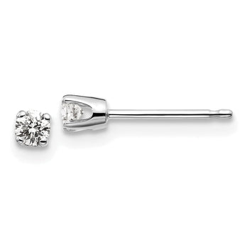 14K White Gold Unisex Diamond Stud Earrings with Rhodium Polish