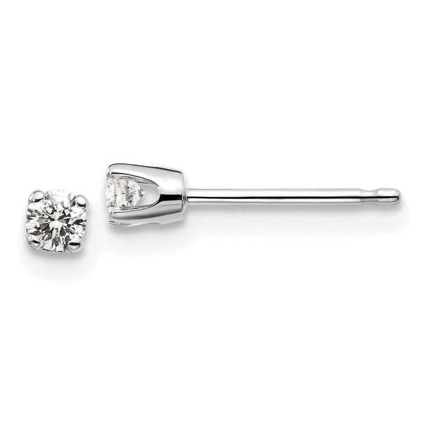 14K White Gold Unisex Diamond Stud Earrings with Rhodium Polish