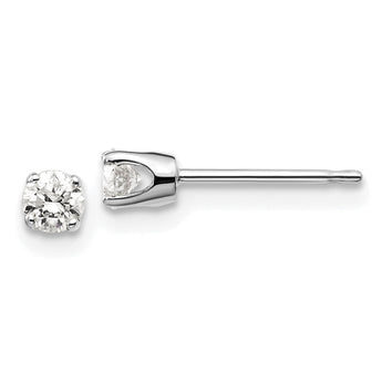 14K White Gold Diamond Stud Earrings with Rhodium Plating for Unisex