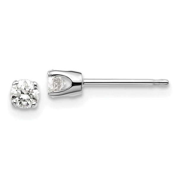14K White Gold Diamond Stud Earrings with Rhodium Plating for Unisex