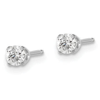 14K Gold White Diamond Stud Earrings with Rhodium Finish Unisex Elegance