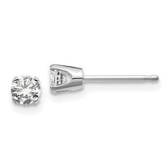 14K Gold White Diamond Stud Earrings with Rhodium Finish Unisex Elegance