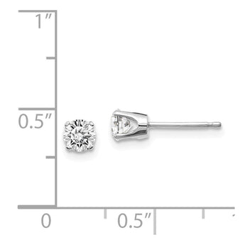 14K White Gold Diamond Stud Earrings with Rhodium Finish