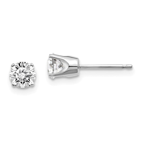14K White Gold Diamond Stud Earrings with Rhodium Plating