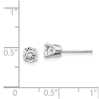 14K White Gold Diamond Stud Earrings in Classic Round Cut