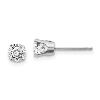 14K White Gold Diamond Stud Earrings in Classic Round Cut