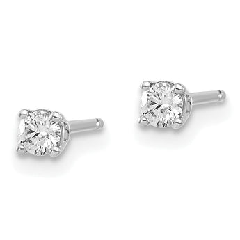14K White Gold Diamond Stud Earrings with Rhodium Plating