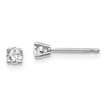 14K Gold Diamond Stud Earrings with Rhodium Finish for Women