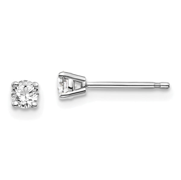 14K Gold Diamond Stud Earrings with Rhodium Finish for Women