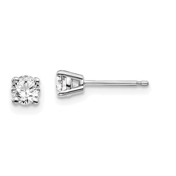 14K White Gold Diamond Stud Earrings with Rhodium Plating