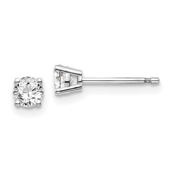 14K White Gold Diamond Stud Earrings with Rhodium Finish