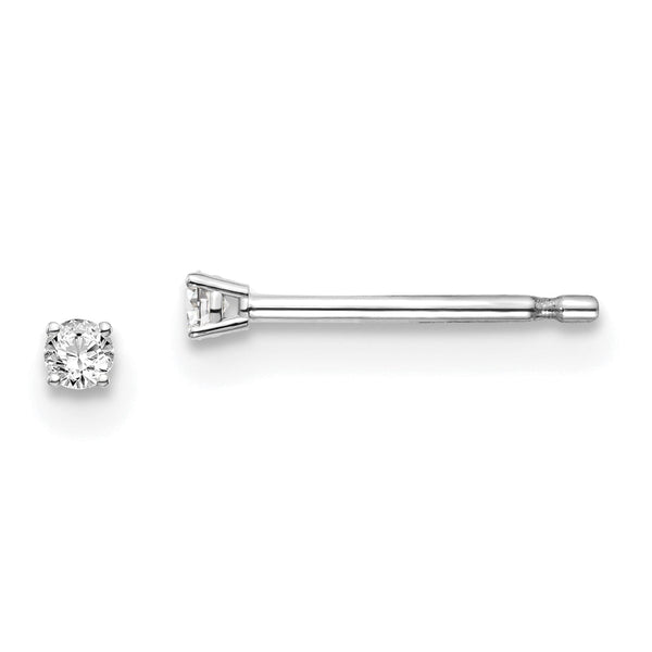 14K White Gold Diamond Stud Earrings with Rhodium Finish