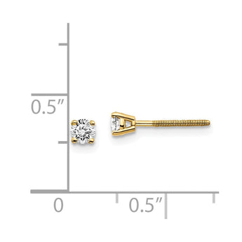 14K Yellow Gold Diamond Stud Earrings with Threaded Posts