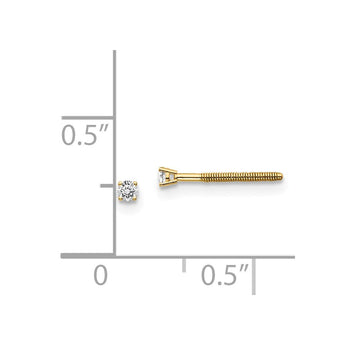 14K Yellow Gold Diamond Stud Earrings with Threaded Post & Screw Back