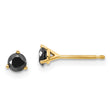 14K Gold Black Diamond Stud Earrings with Elegant 3-Prong Setting