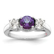 Survivor Collection Sterling Silver Rhodium-plated Clear and Purple Crystal Topaz Pamela Ring - Birthstone Company